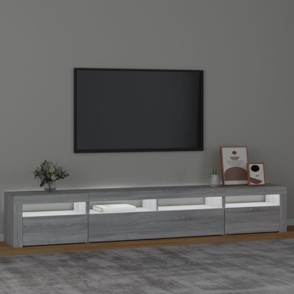 ТВ шкаф с LED осветление, сив сонома, 240x35x40 см
