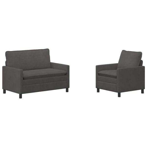 Комплект дивани 2 pcs Тъмносиво Текстил