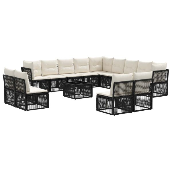 Градински Софа Комплект 14 pcs Черно полиратан