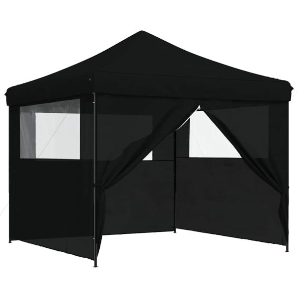 Сгъваема парти шатра pop-up с 4 странични стени черна
