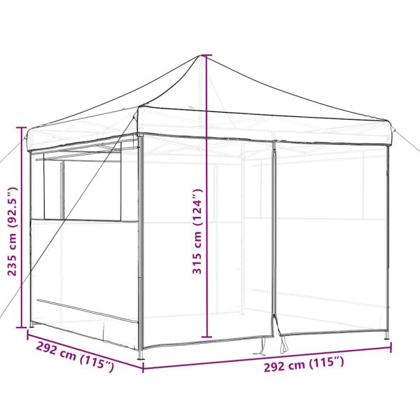 Сгъваема парти шатра pop-up с 4 странични стени черна