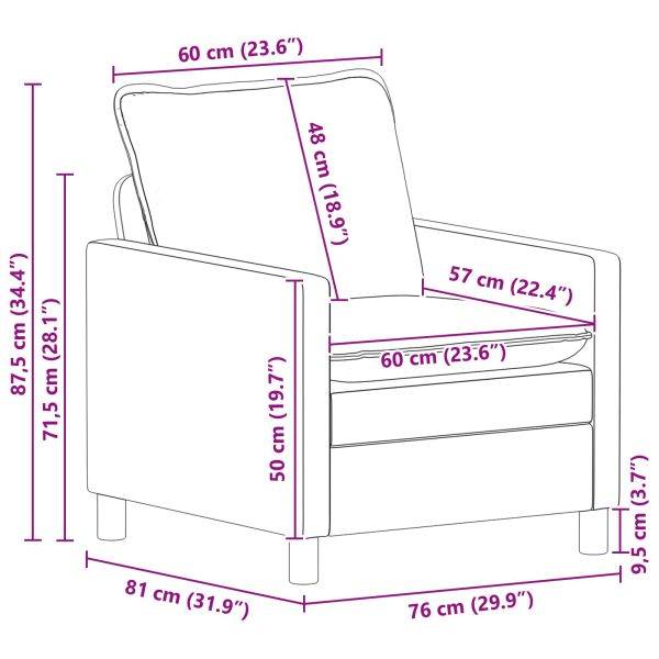 Диван Светлосиво 76 x 81 x 87,5 см Текстил