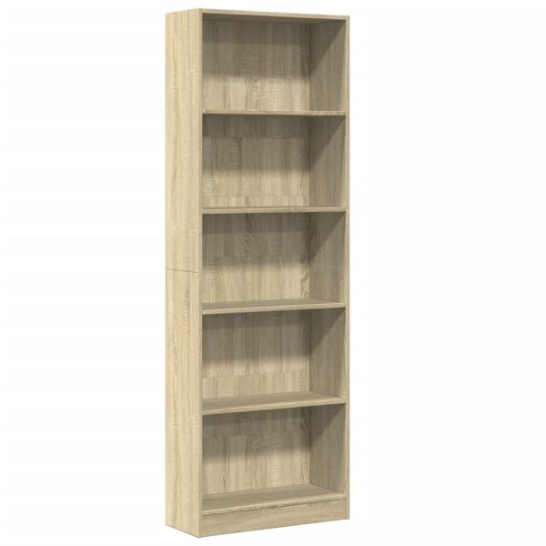 Библиотека, сонома дъб, 60x24x176 см, инженерно дърво