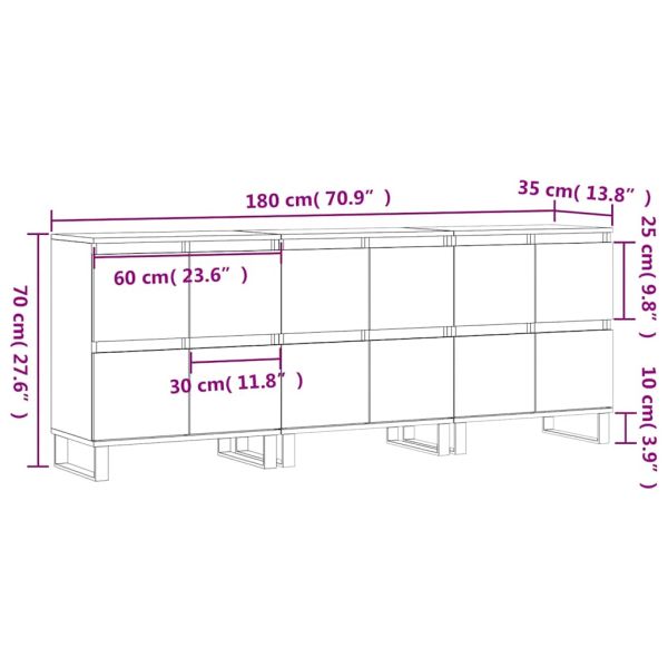 Сайдборди, 3 бр, бели, инженерно дърво