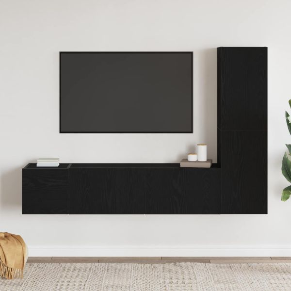 Комплект ТВ шкаф 4 pcs Черния дъб 130,5 x 30 x 140 см