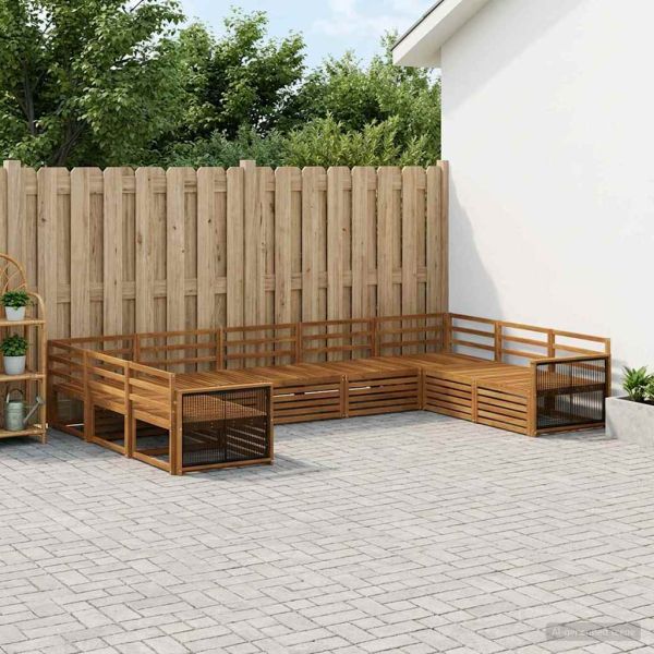 Комплект дивани за открито 9 pcs Натурално