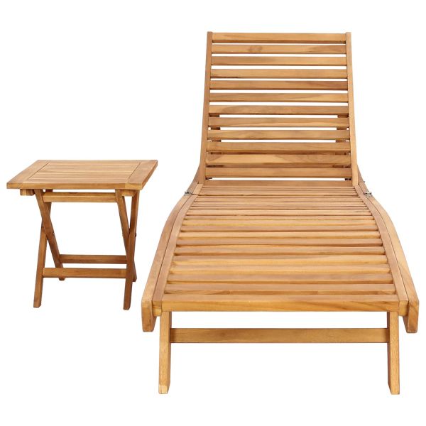 Шезлонг 2 pcs Кафяво Солидно тиково дърво