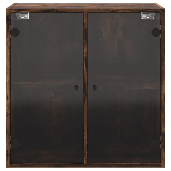 Стенен шкаф със стъклени врати, опушен дъб, 68x37x68,5 см