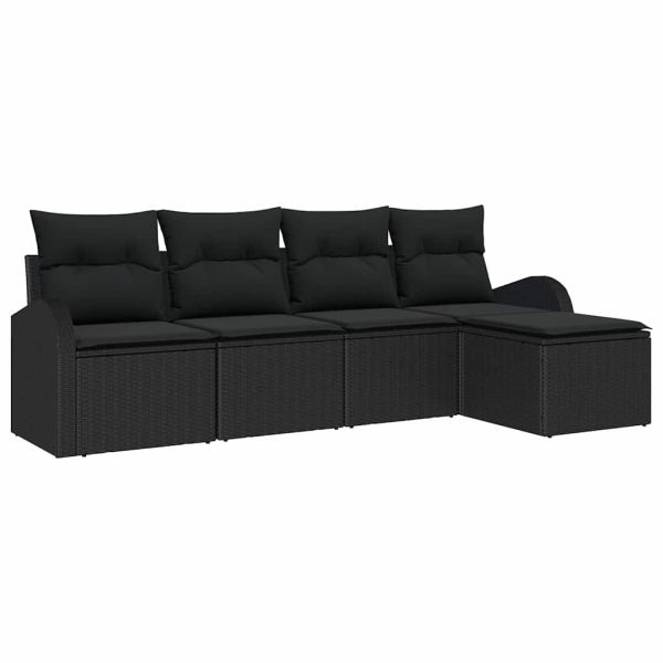 Градински Софа Комплект 5 pcs Черно полиратан