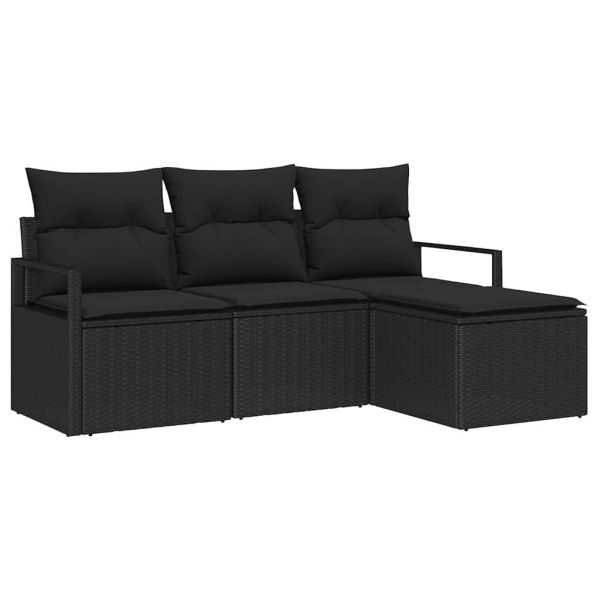 Комплект дивани 4 pcs Черно полиратан