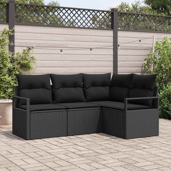 Комплект дивани 4 pcs Черно полиратан