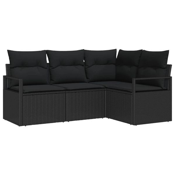 Комплект дивани 4 pcs Черно полиратан