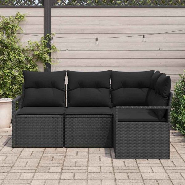 Комплект дивани 4 pcs Черно полиратан