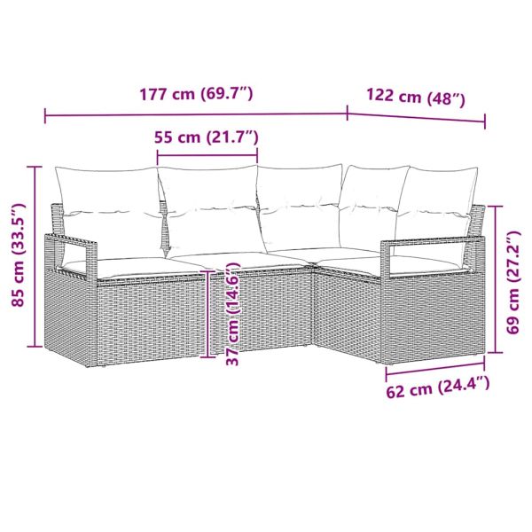 Комплект дивани 4 pcs Черно полиратан