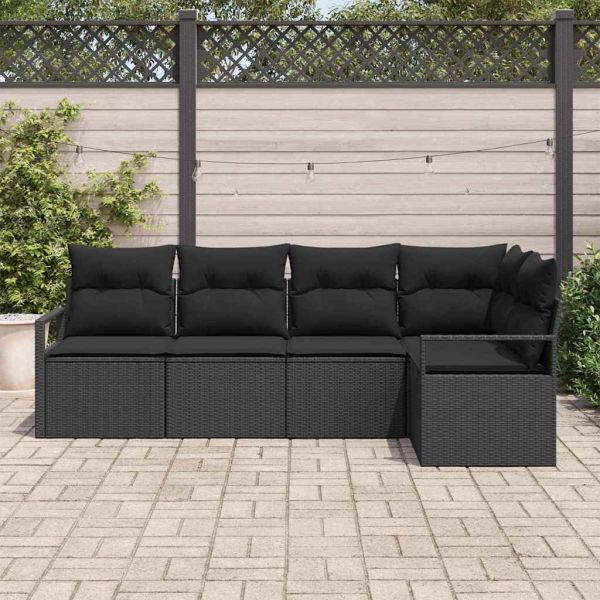 Комплект дивани 5 pcs Черно полиратан