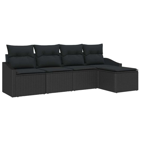 Комплект дивани с възглавница 5 pcs Черно полиратан