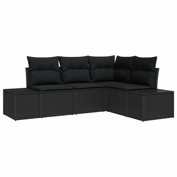 Градински Софа Комплект 4 pcs Черно полиратан