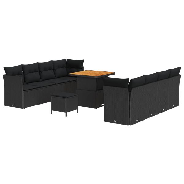 Градински Софа Комплект 11 pcs Черно полиратан