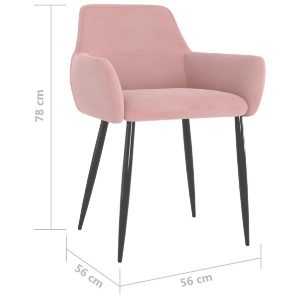 Трапезни столове, 2 бр, розови, кадифе