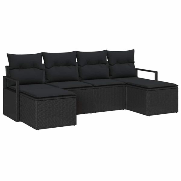 Комплект дивани 6 pcs Черно полиратан