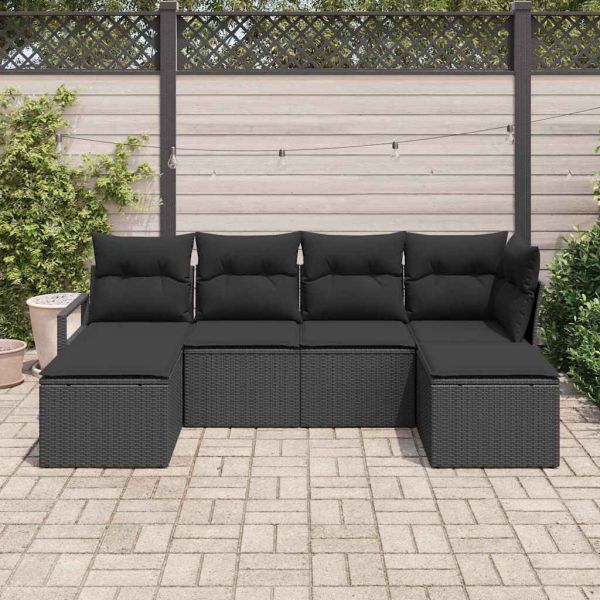 Комплект дивани 6 pcs Черно полиратан