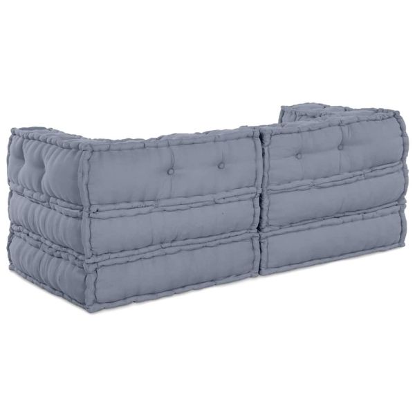Модулен диван 2 pcs Сиво 140 x 70 x 56 см Текстил