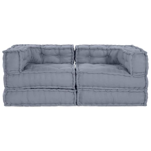 Модулен диван 2 pcs Сиво 140 x 70 x 56 см Текстил