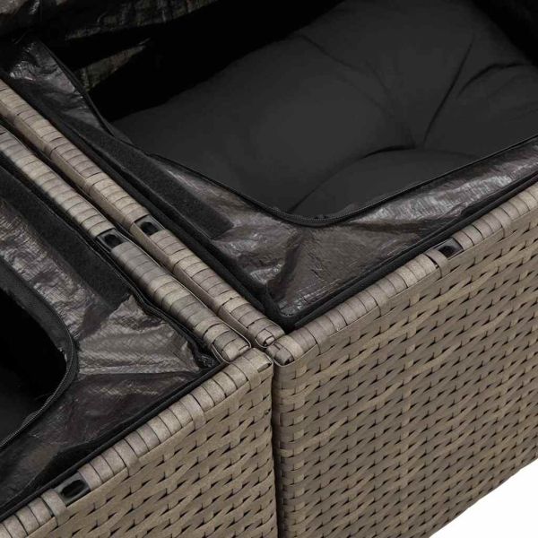 Градински Софа Комплект 11 бр. 10-Брой места Сив полиратан