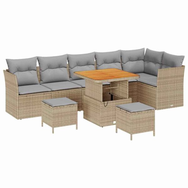 Градински Софа Комплект 9 pcs Бежово полиратан