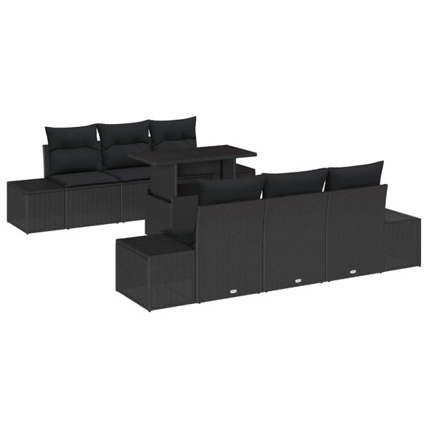 Комплект дивани с възглавница 7 pcs Черно полиратан