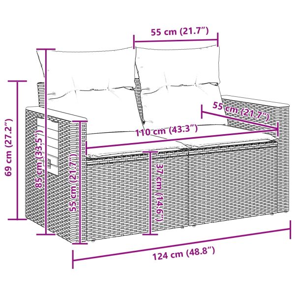 Градински Софа Комплект 8 pcs Бежово полиратан