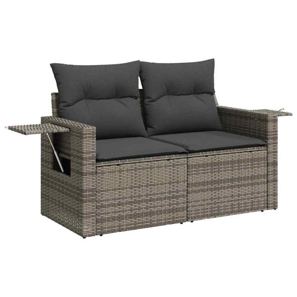 Градински Софа Комплект 10 бр. 7-Брой места Сив полиратан