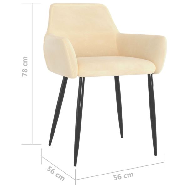 Трапезни столове, 2 бр, кремави, кадифе