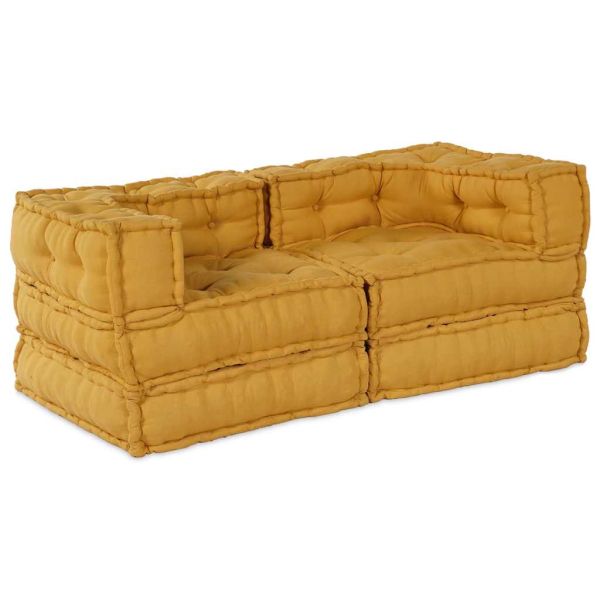 Модулен диван 2 pcs Жълто 140 x 70 x 56 см Текстил