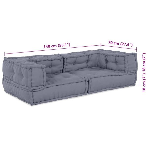 Модулен диван 3 pcs Сиво 140 x 70 x 36 см Текстил