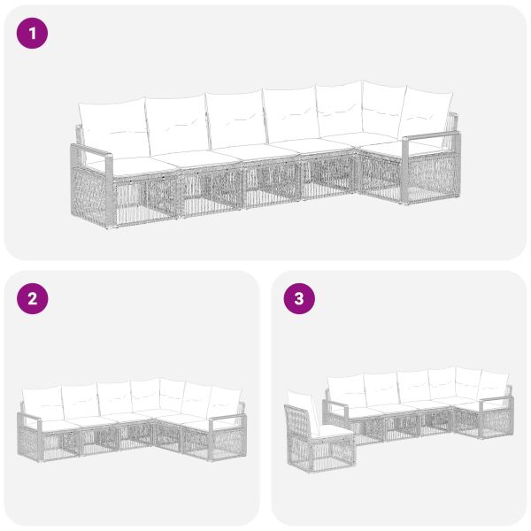 Градински Софа Комплект 6 pcs Черно полиратан