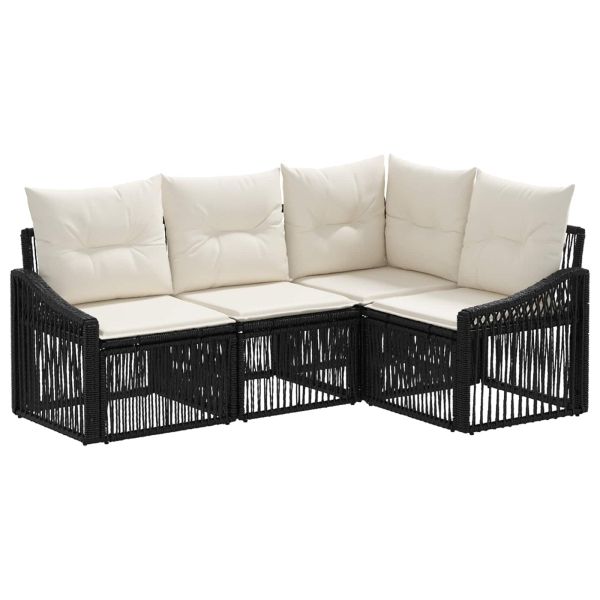 Градински Софа Комплект 4 pcs Черно полиратан