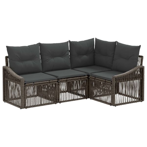 Градински Софа Комплект 4 pcs Сиво полиратан