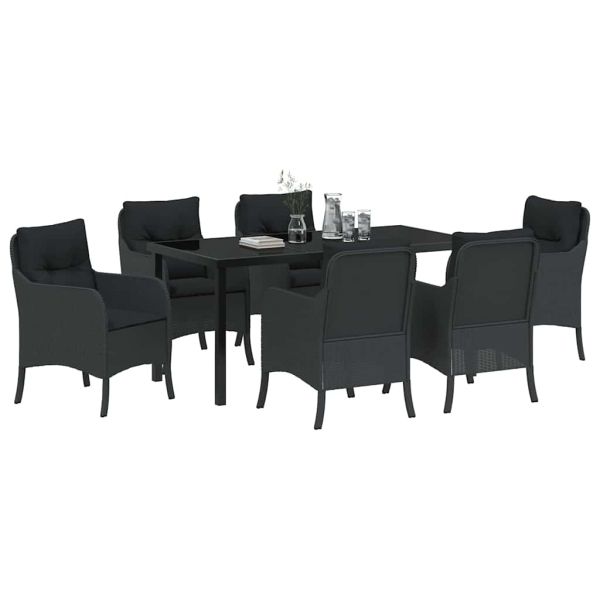 Комплект за хранене в градината 7 pcs Черно полиратан