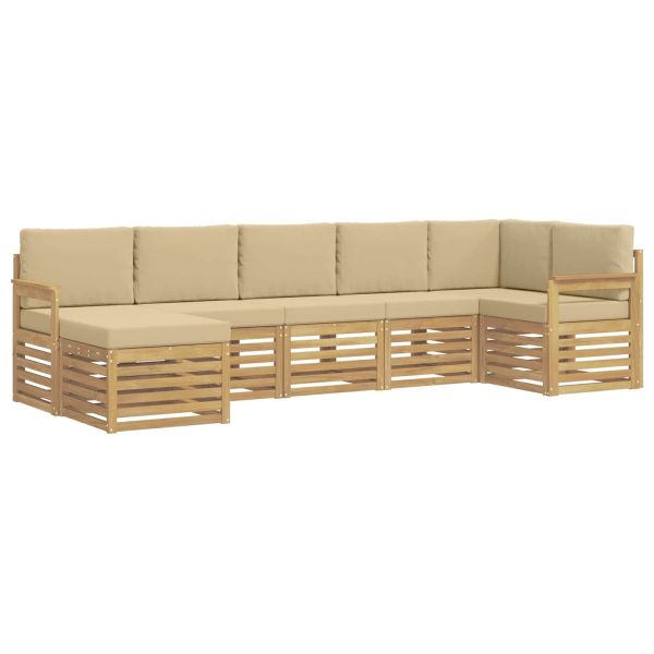 Комплект дивани за открито 6 pcs Бял и Бежов