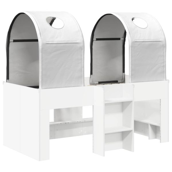Легло с тунел 4 pcs Бяло Инженерна дървесина