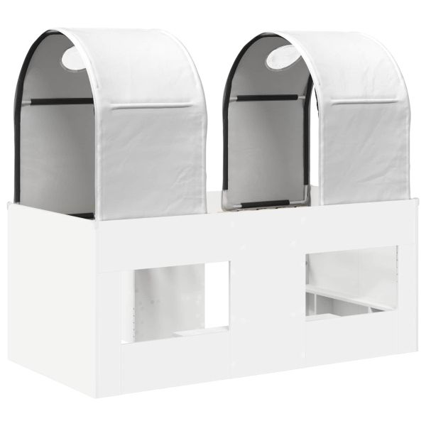 Легло с тунел 4 pcs Бяло Инженерна дървесина
