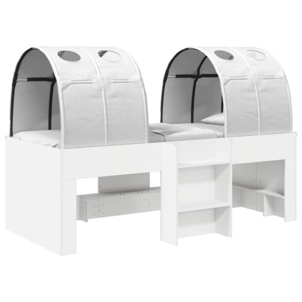 Легло с тунел 4 pcs Бяло Инженерна дървесина