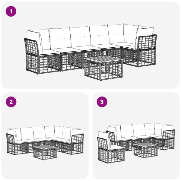 Градински Софа Комплект 7 pcs Естествено и кремаво бяло