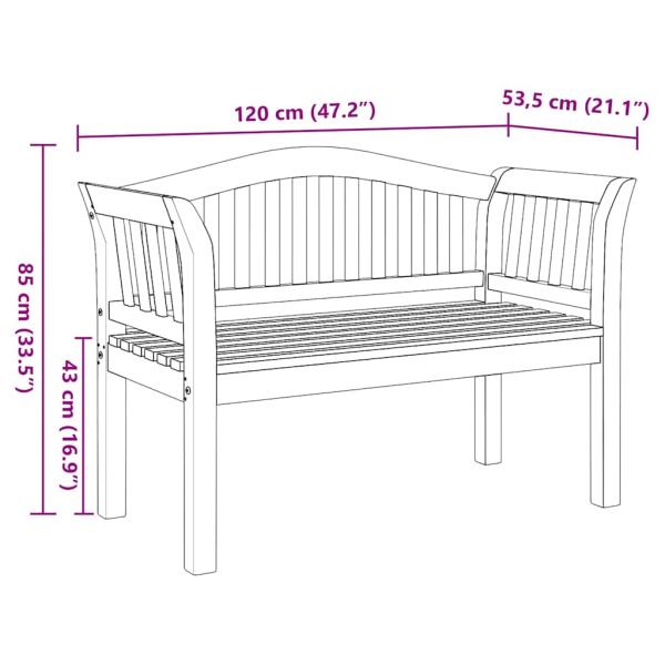 Пейка Кафяво 120 x 53,5 x 85 см Масивна тикова дървесина