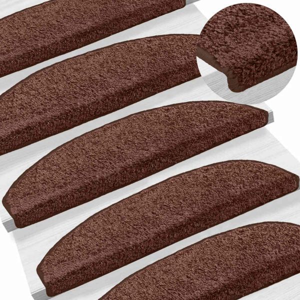 Самозалепващи стъпаловидни постелки Полукръг 15 pcs Кафяво