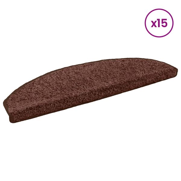 Самозалепващи стъпаловидни постелки Полукръг 15 pcs Кафяво