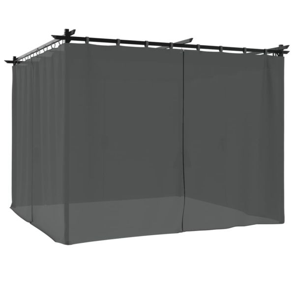 Беседка с пердета, антрацит, 3x3 м, стомана