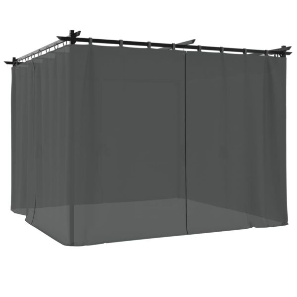 Беседка с пердета, антрацит, 3x3 м, стомана