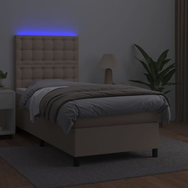 Боксспринг легло с матрак LED капучино 100x200 см